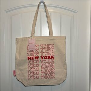 Mure+Grand NEW YORK Canvas Tote Bag - Natural Canvas with Red Print - NWT